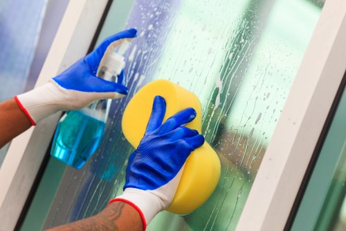 Professional window cleaning equipment used for upper-floor Chelsea flats